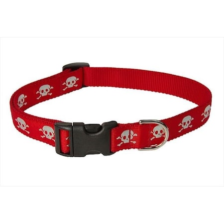 Sassy Dog Wear REFLECTIVE SKULL-RED2-C Reflective Skull Dog Collar; Red - Small